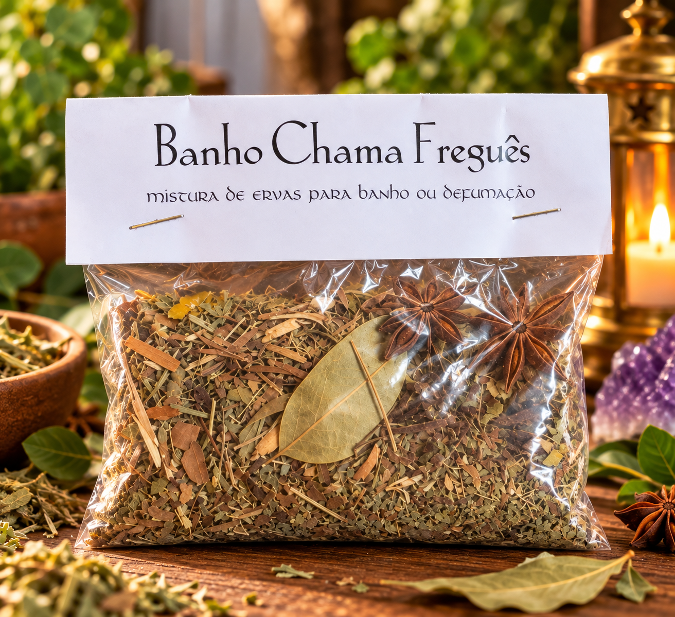 Banho Chama Freguês – mistura de ervas para banho ou defumação