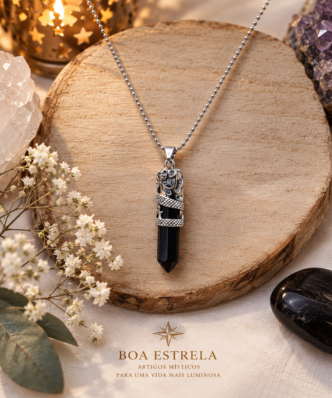 Colar de Turmalina Negra