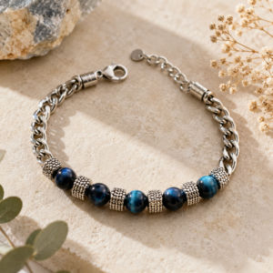 Pulseira Olho de Tigre Azul - Proteção, Confiança e Equilíbrio