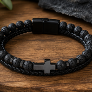 Pulseira de Homem pedra vulcânica